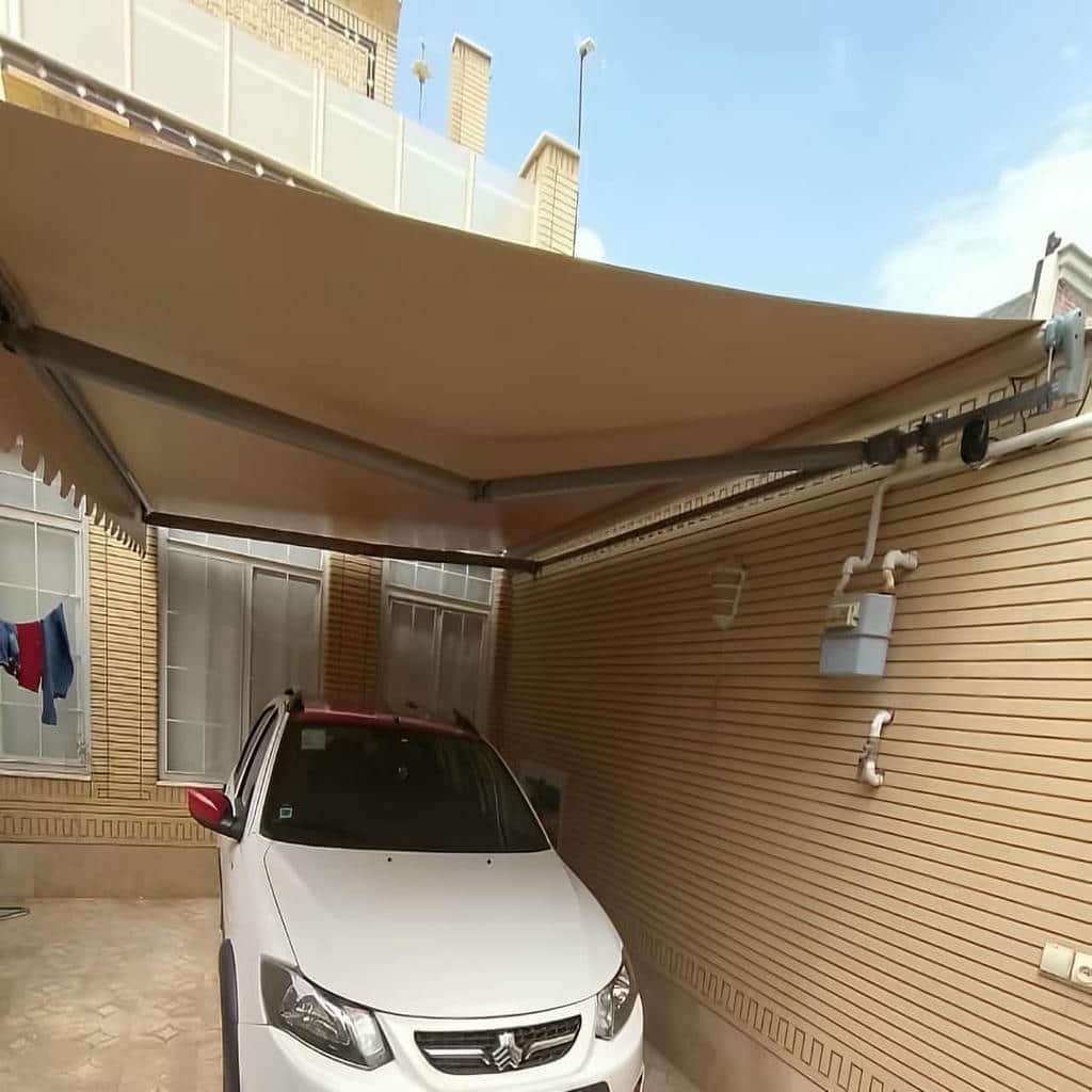 سایبان برقی در اصفهان با پارچه ضد آب برای حیاط سایبان برقی در اصفهان با پارچه ضد آب برای حیاط