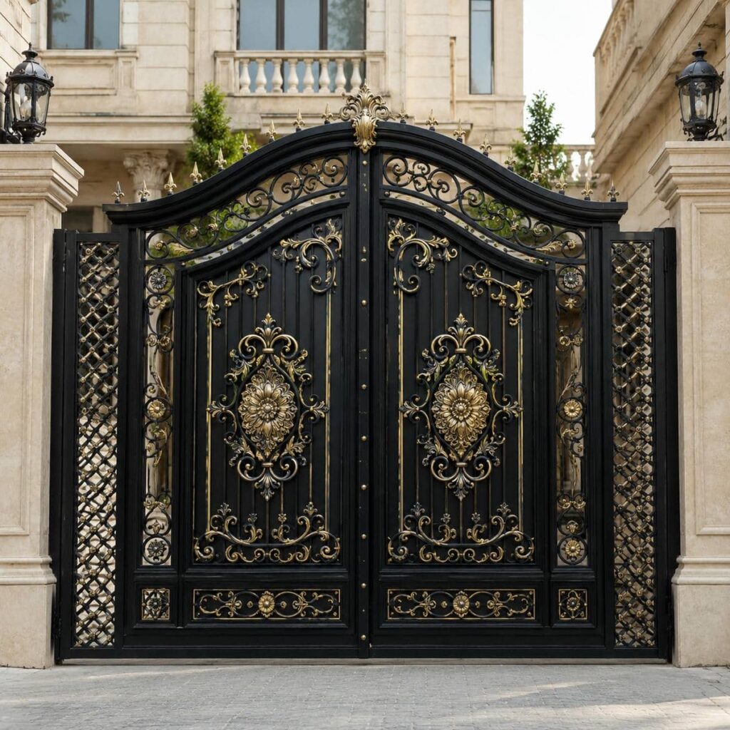 9 طرح درب پارکینگ مشکی طلایی در اصفهان