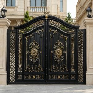 9 طرح درب پارکینگ مشکی طلایی در اصفهان