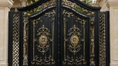 9 طرح درب پارکینگ مشکی طلایی در اصفهان
