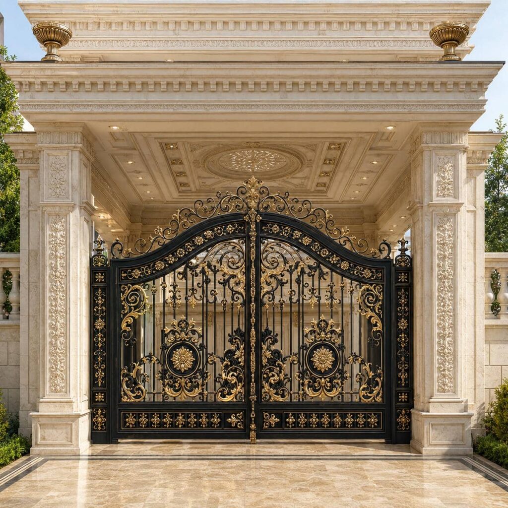 ساخت درب پارکینگ برش لیزری طرح هندسی مینیمال در اصفهان