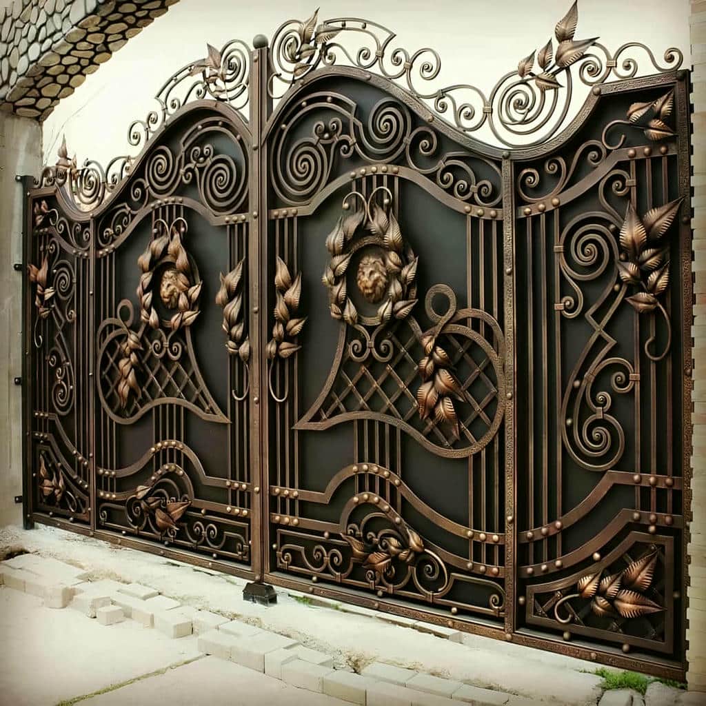 نصب درب پارکینگ طرح چوب ترموود با زیرسازی فلزی در اصفهان