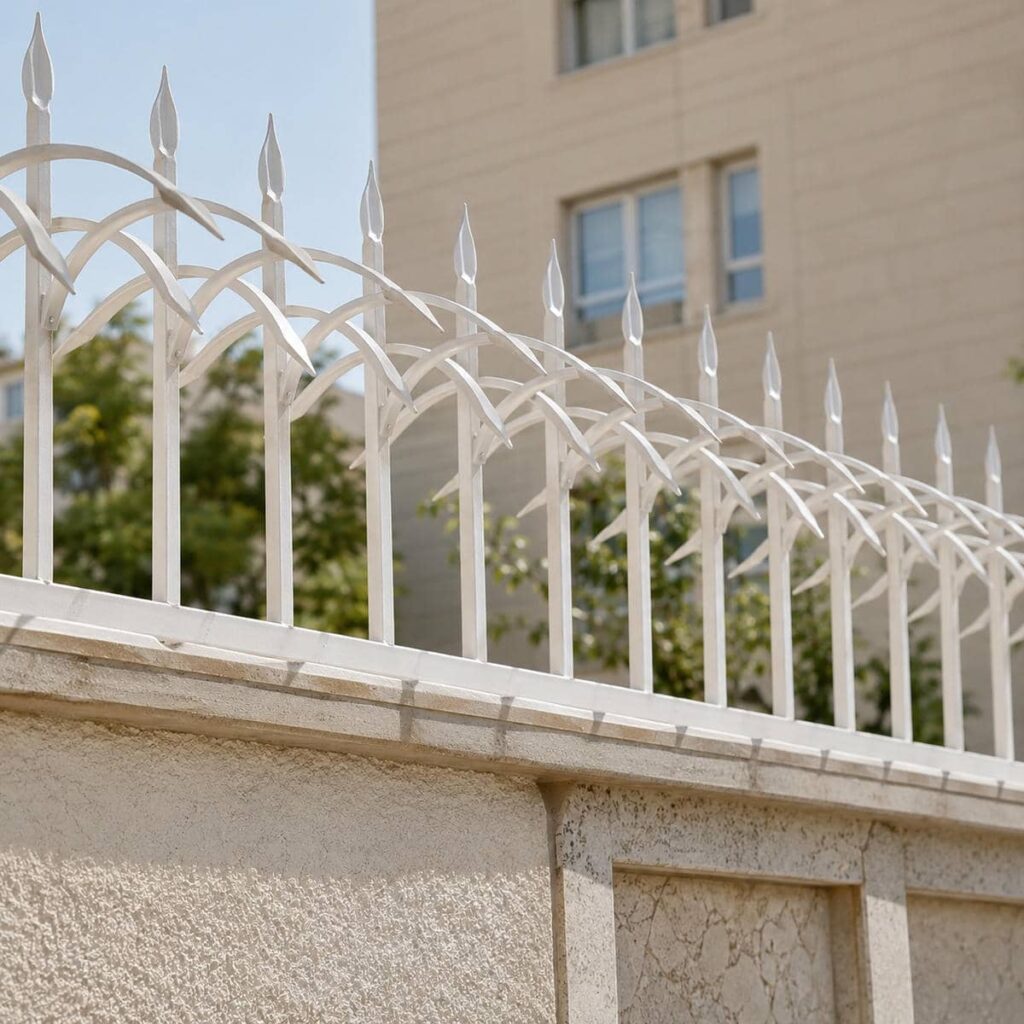 نصب حفاظ دیوار ویلایی مدرن طرح نیزه روی زیرسازی مقاوم در اصفهان