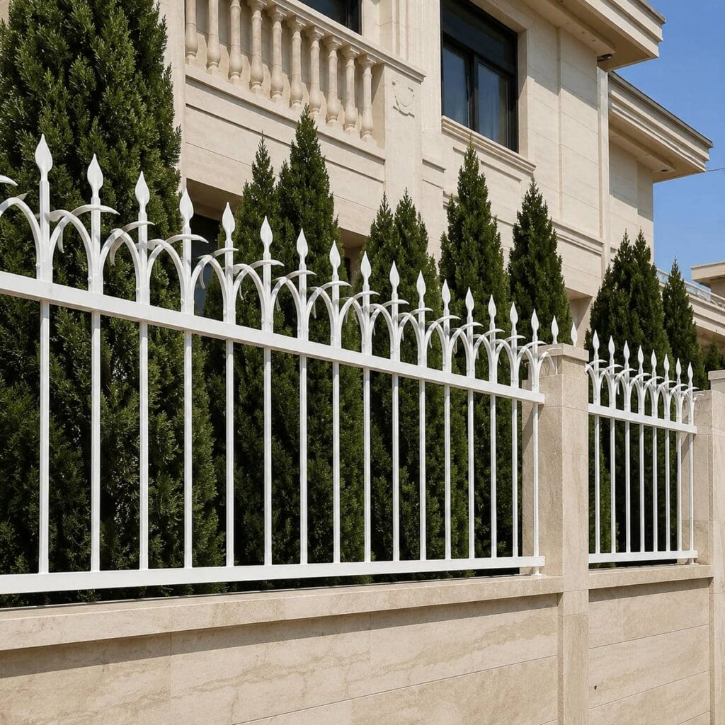 حفاظ دیوار شیک روی سنگ تراورتن سرنیزه‌ای با پایه متناسب در اصفهان