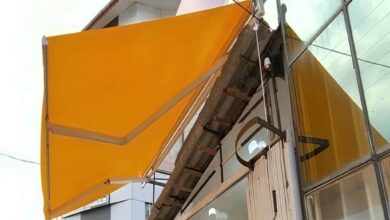 سایبان دوطرفه طوسی با ابعاد سفارشی اصفهان