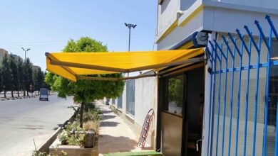 سایبان برقی بازویی سفید برای بالکن اصفهان