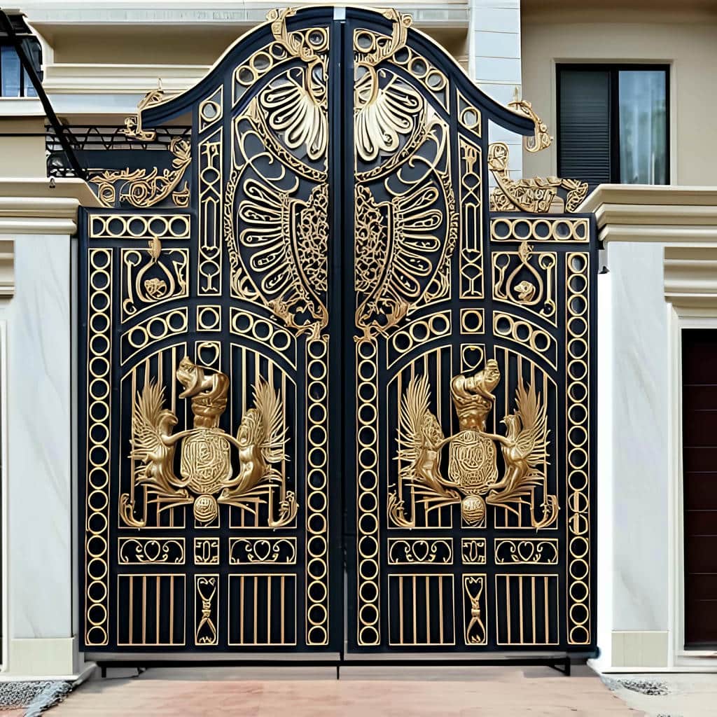 درب ویلایی پارکینگ کلاسیک با رنگ مشکی مات