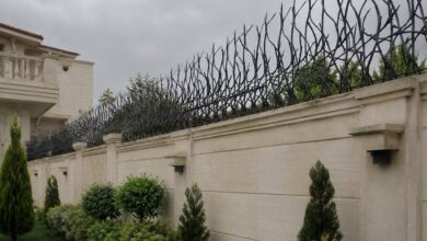 حفاظ شاخ گوزنی مشکی روی دیوار ویلا اصفهان